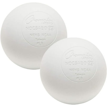 Champion Sports Colored Lacrosse Balls: White Official Size Sporting Goods Equipment for Professional College & Grade School Games Practices & Recreation – NCAA NFHS and SEI Certified – 2 Pack