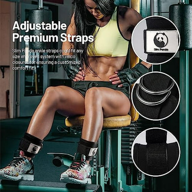 Slim Panda Ankle Straps for Kickbacks,Leg Extension Gym Cable Machines with  Double D-Ring Workout Ankle Straps for Cable Machines 