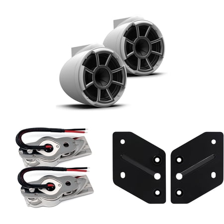 Wet Sounds REV 10 SE BW- Matte White REV10 Special Edition - Revolution Series 10" Tower Speakers, Pair 300 Watts RMS, White, Pair with Wet Sounds REV 10 adaptor for Malibu X Tower lower mount