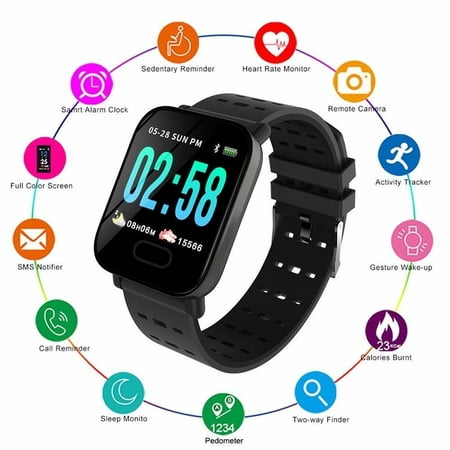 Waterproof Bluetooth Smart Watch Pedometer Sleep Heart Rate Monitor