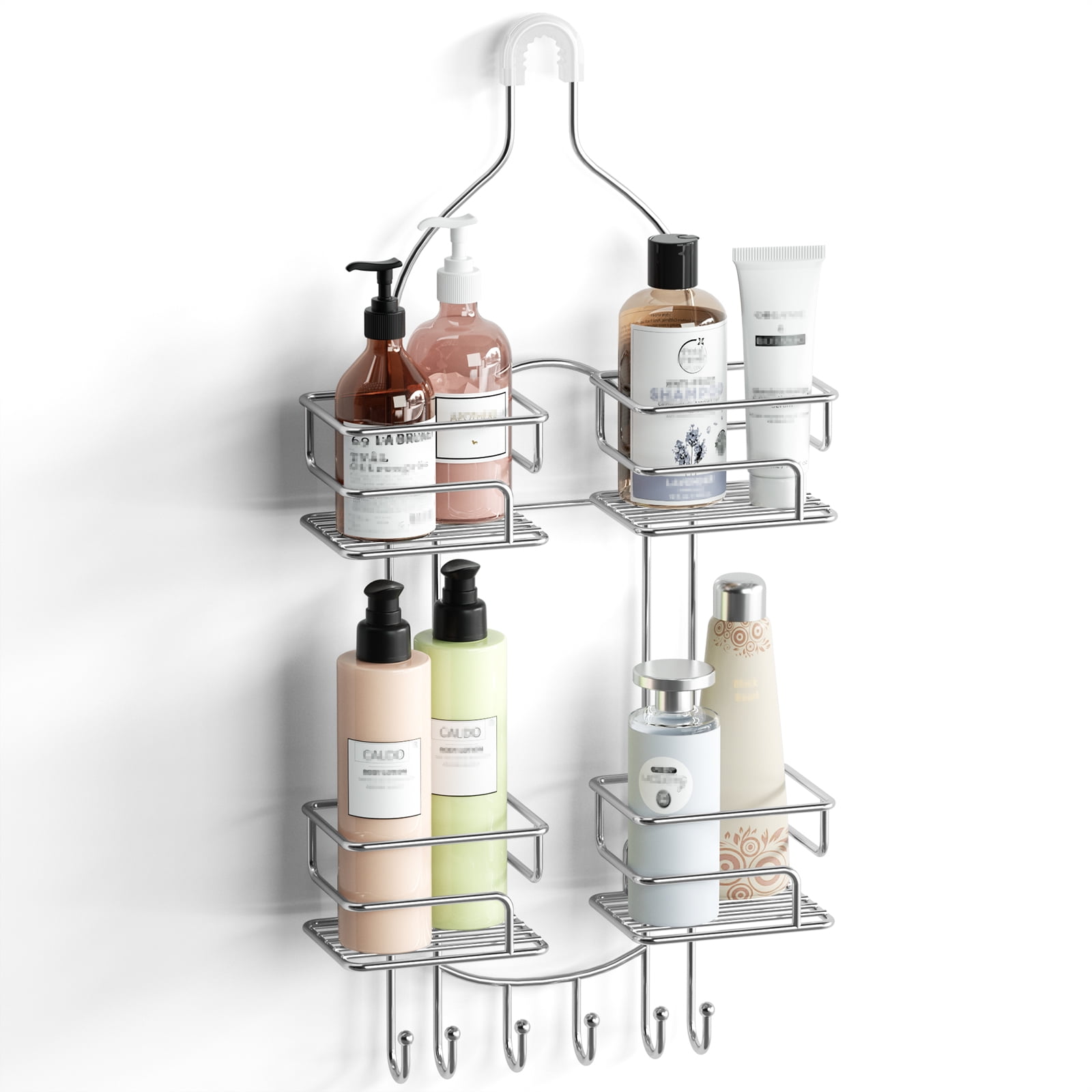 SRIWATANA Shower Caddy Hanging over Head, Bathroom Shower Organizer Shelf Shower Rack Holder