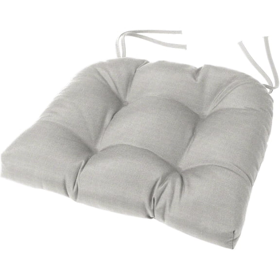 CHTER18" x 16" x 4" Tufted Sunbrella Chair Cushion with Ties, Indoor/Outdoor Chair Pad, Sunbrella Canvas Granite