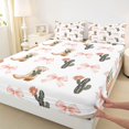 thumbnail image 3 of Feelyou Boho Cactus Plant Queen Sheet Sets, Tribal Bowknot Cowgirl Bed Set, 4-Piece, 3 of 7