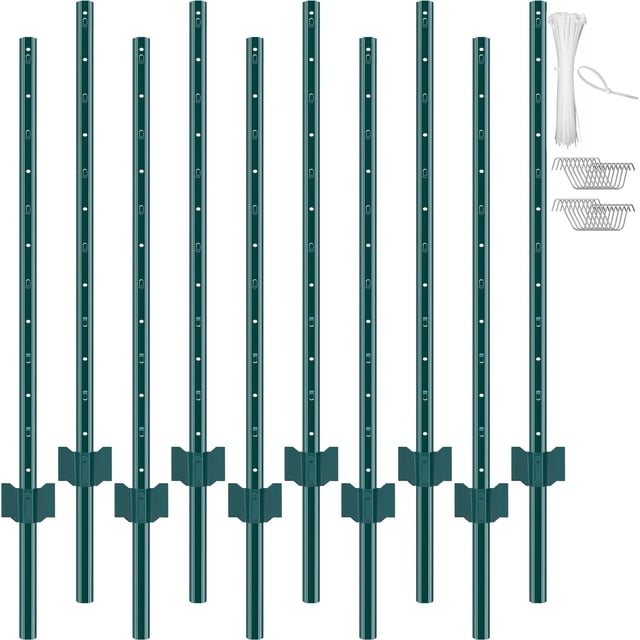 Poste de valla VEVOR, 4 pies/121,92 cm, canal en U, metal pesado, 10 unidades