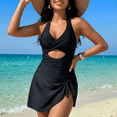 thumbnail image 6 of SOMER Women's One Piece Swimsuit Tummy Control Bathing Suits Push Up Swimdress Cutout V Neck Skirt Swimwear, 6 of 8