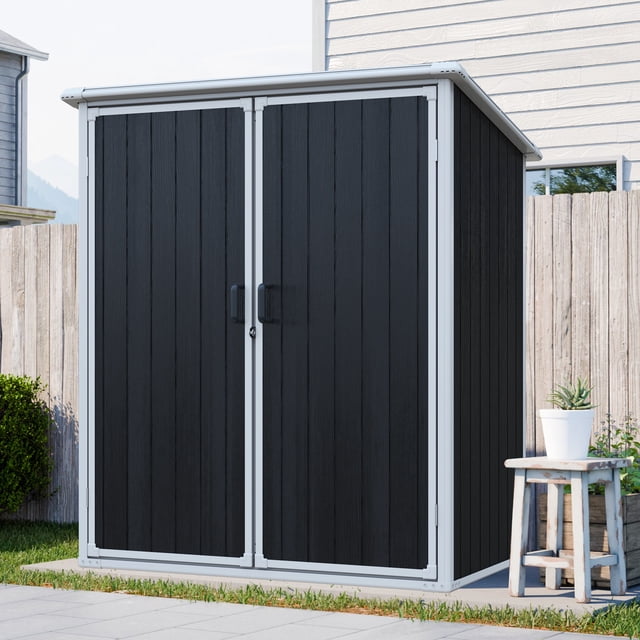 Remise de Rangement Extérieure Armoire en Résine Imperméable avec Porte Verrouillable pour Bicyclettes et Meubles de patio, Noir