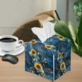 thumbnail image 2 of ZIATUBLE Sunflower Marble Stripes Leather Tissue Box Holder Butterfly Square Facial Tissue Holder Storage Decorative Holder Organizer Wear Resistant Tissue Box Covers Cube, 2 of 7