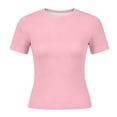 thumbnail image 4 of Womens Cotton T Shirts Basic Baby Tee Crop Tops Crewneck Slim Fit Short Sleeves Tee Summer Cute Clothes 2026, 4 of 5