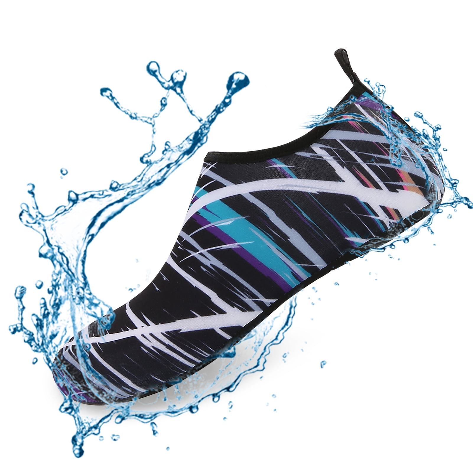 Men and Women a Slip On Barefoot Quick-Dry Beach Aqua Yoga Water Shoes (scribbling/Black, 4-5 Women)