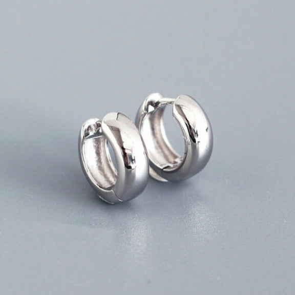 QQTDFG SMALL Sterling Silver Plain Width Dome Huggie Hoop Earrings A4044-Silver