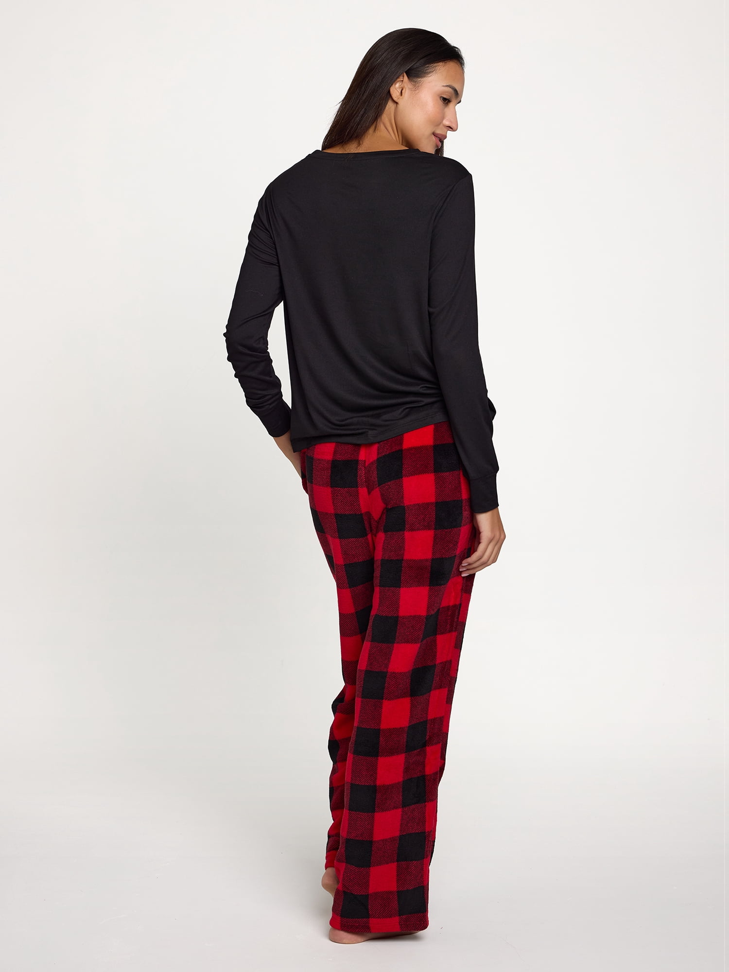 U.S. Polo Assn. Women's Holiday Giftable Long Sleeve Top and Plush Pant Pajama Sleep Set, 2-Piece, Sizes S-3X