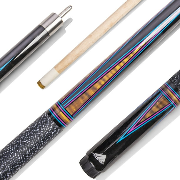 Mizeral 58" 2Piece Deluxe Graphite Maple Billiard Pool Cue with 13mm Fiber Ferrule with Leather