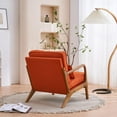 thumbnail image 6 of UBesGoo Modern Arm Chair Linen Fabric Upholstered Comfy Reading Accent Chair with Solid Wood Frame Orange, 6 of 12