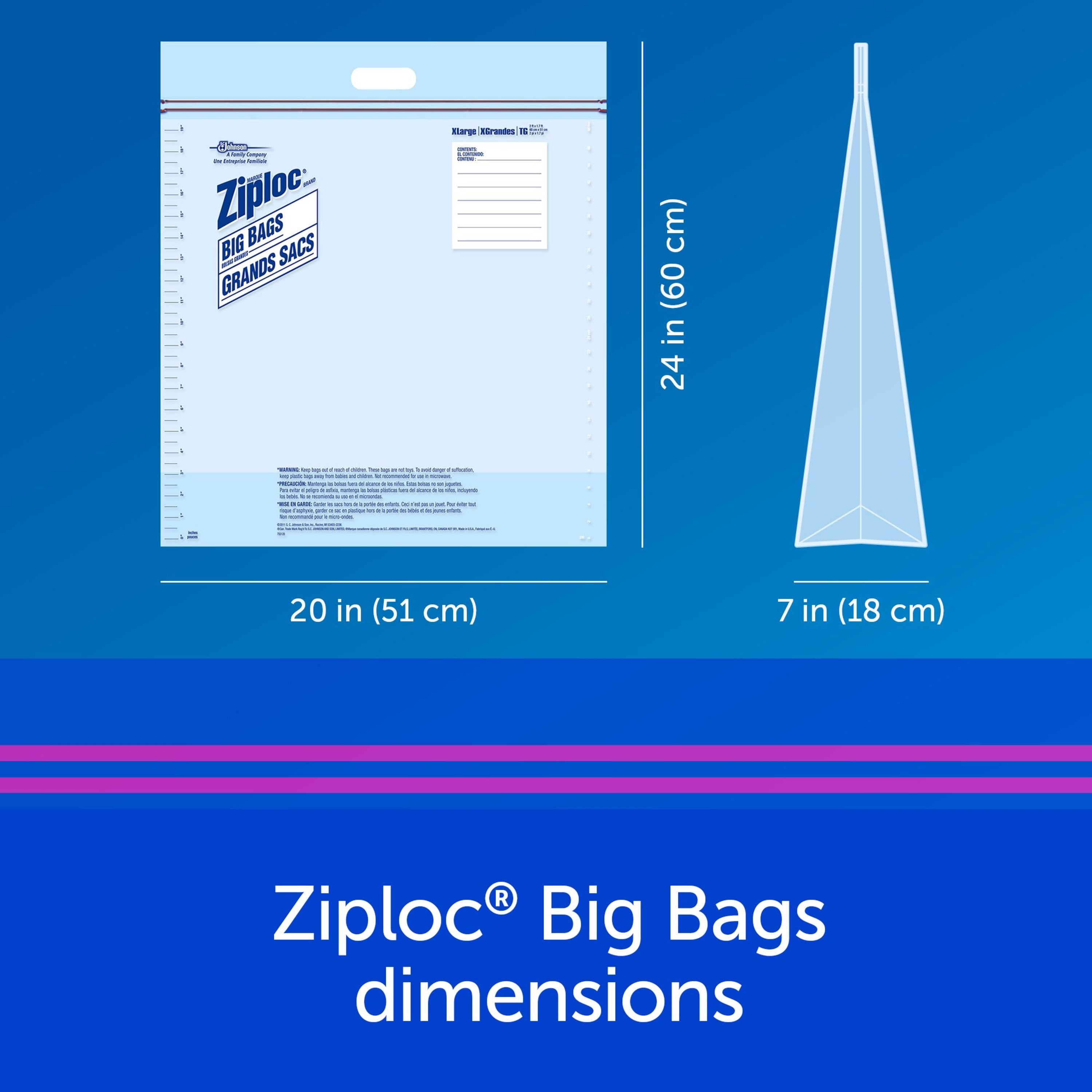 7 Count Ziploc Big Bag 20 Gallon XXL Storage Bags HUGE 2 FEET x