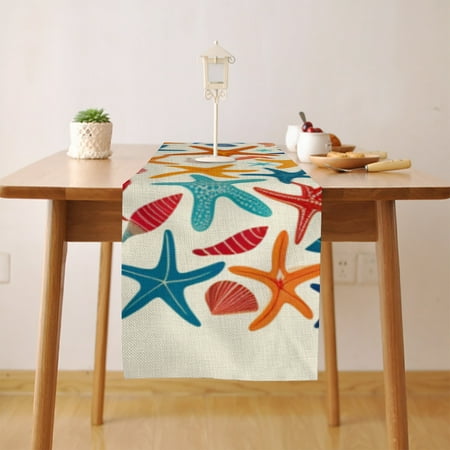 

Starfish Shells Table Runner Seasonal Fall Winter Kitchen Dining Table Decoration for Home Party Decor 18 x 72 Inch
