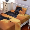 thumbnail image 2 of Ambesonne Nature Fitted & Top Sheet Set with Sham, Galloping Friesian Horse, Black Orange, 2 of 5