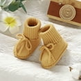 thumbnail image 2 of Baby Boys Girls Sock Shoes Bowtie Knitted Booties Lightweight Flat Walking Shoes Casual Round Toe Athletic Crib Shoes Light Yellow 9-12 Months Infant, 2 of 5