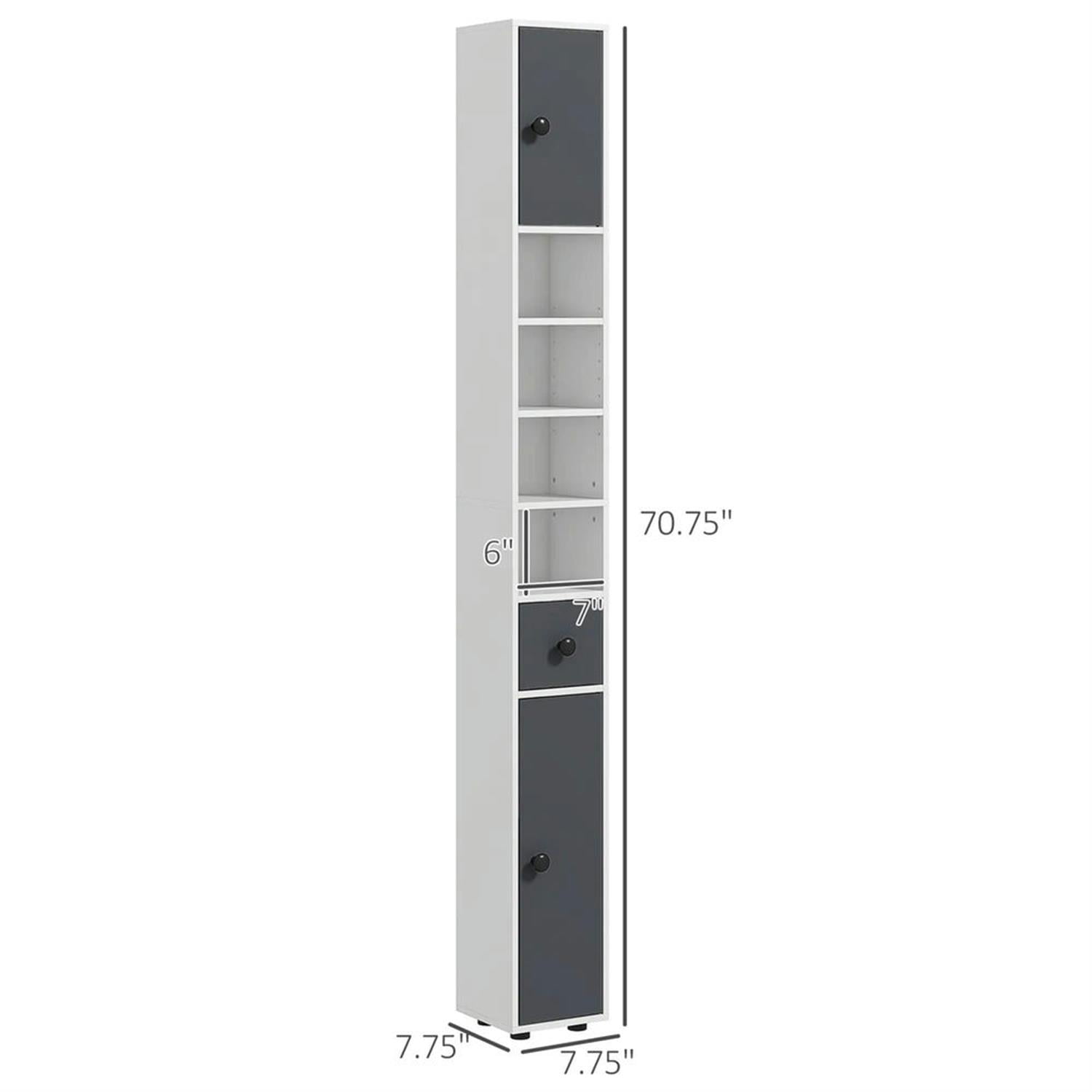 Demi Bonn 71" Tall Bathroom Storage Cabinet, Freestanding Narrow Toilet Paper Cabinet with Adjustable Shelves for Living Room, Kitchen, Dining Room, Office, Gray