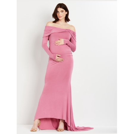 

Motherhood Maternity Off-Shoulder Maternity Photoshoot Gown/Dress