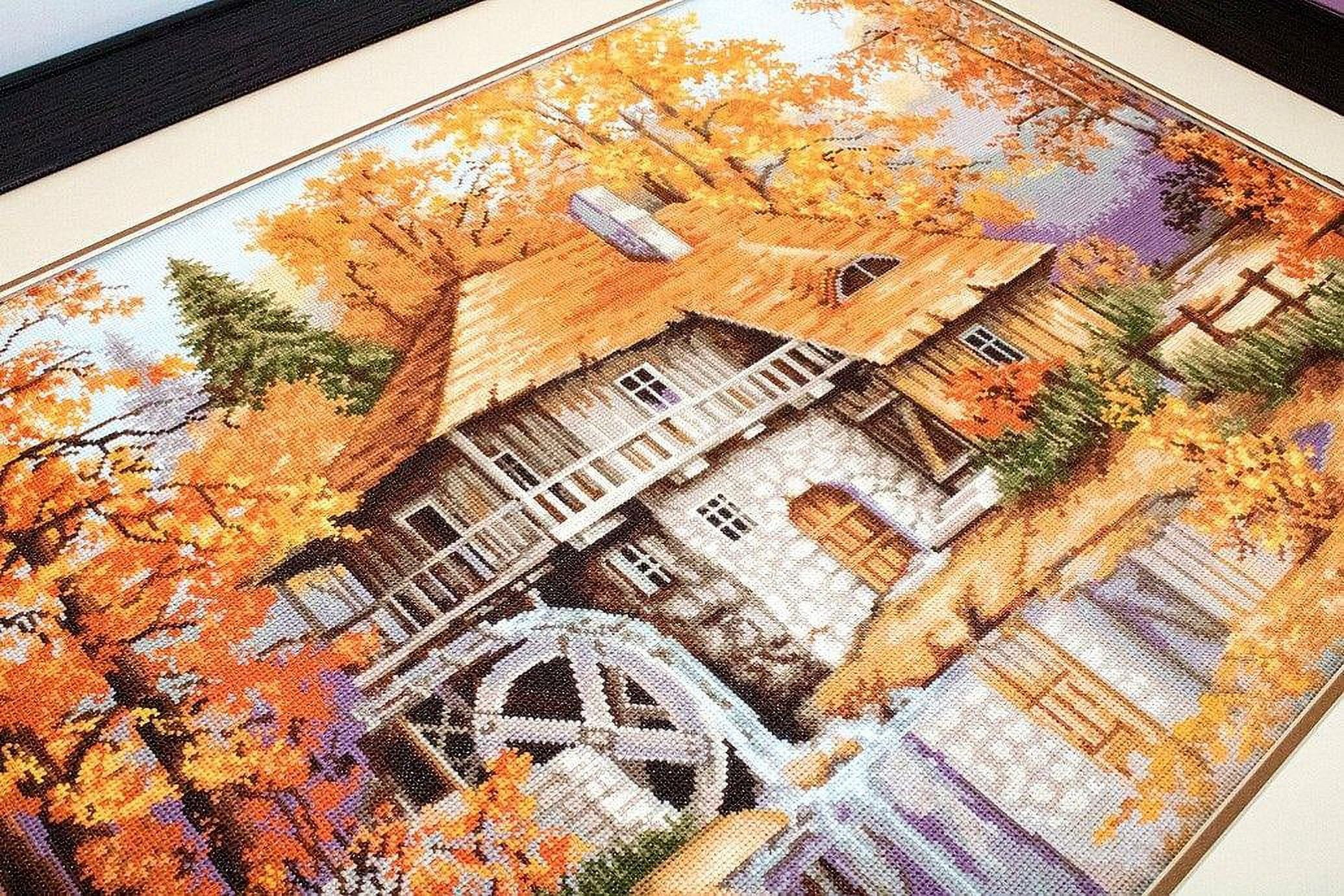 Counted Cross-Stitch Kit Autumn Landscape B481 Needlework Nature House Orange Autumn By Luca-S Canvas Cotton