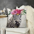 thumbnail image 2 of YINGXI  Throw Pillow Covers Flower Wreath with Zebras Pattern Wild Animals Decorative Pillowslip Cushion Cover Square Pillow Cases 20x20in, 2 of 5