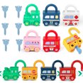 thumbnail image 2 of 3 piezas de juguete de tren de coche con llave para aprendizaje temprano, juguetes educativos de habilidades motoras matemáticas Montessori para niños, regalo de cumpleaños y Navidad, 2 of 5
