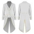 thumbnail image 2 of IROINNID Men's Long Sleeve V-Neck Tuxedo Turndown Lapel Long Coat Solid Color Leisure Halloween Costume Mid Length Retro Tuxedo Costume, 2 of 6
