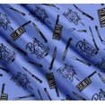 thumbnail image 3 of Soimoi Blue Cotton Voile Fabric Text & Knife Kitchen Print Sewing Fabric Yard 42 Inch Wide, 3 of 7