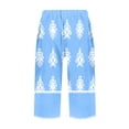 thumbnail image 3 of WTOBBY Women's Trendy Floral Design Elastic Waist Casual Bermuda Shorts with Side Pockets, Stylish and Versatile for Exercise or Social Events,Light Blue S, 3 of 4