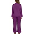 thumbnail image 4 of Enjoytime Women's Pajama Sets Solid Color Satin Long Sleeve Tops Pants Loungewear Casual Loose 2 Piece Outfits Soft Comfy Sleepwear, 4 of 4