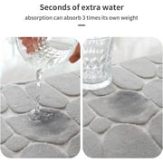 Bailu Memory Foam Bath Mat Pebble Bathroom Rug Super Absorbent Machine Washable Bathroom Rug (20x32, Light Gray)