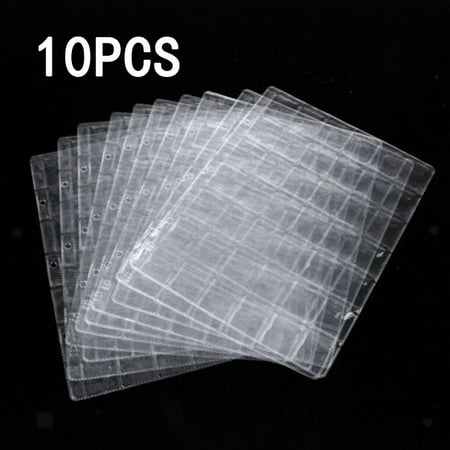 JINGT 42 Pockets Clear Plastic Coin Pocket Pages Protectors Sheets Pitch 7 cm