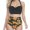 Black, variant on Swimsuit for Women Push Up Halter Bikini Printed High Waisted Bathing Suit,Black,L