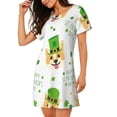 thumbnail image 2 of Haiem happy dog. St. Patricks Day Print Women’s Short-sleeved Nightdress – Comfortable and Loose-Fit Sleepwear, Soft Cotton Sleep Shirt for Relaxing, Casual Nightdress, 2 of 6