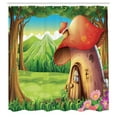 thumbnail image 3 of Ambesonne Mushroom Shower Curtain, Mountain Daisies Woods, 69"Wx75"L, Scarlet Pale Brown Green, 3 of 5