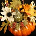 thumbnail image 2 of Cabaza artificial con flores Arreglo floral Guirnaldas de otoño Adorno de mesa para Halloween Decoraciones de oficina de otoño para el Sunnimix Escultura de calabaza, 2 of 8
