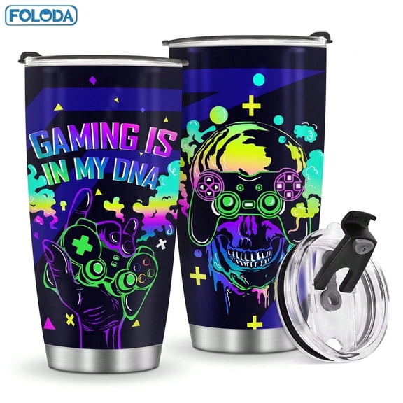 Foloda Gaming Skull DNA Insulated Stainless Steel 20 oz Tumbler Travel Cup