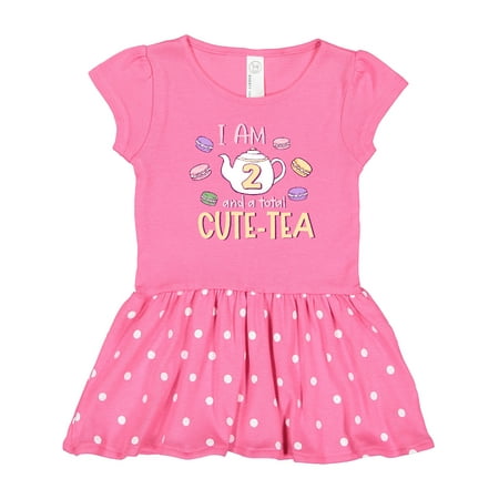 

Inktastic I m 2 and a Cute-Tea Teapot and Macaroons Gift Toddler Girl Dress