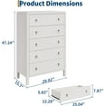 thumbnail image 3 of Garvee Chest of Drawers with 5 Drawers, 29.92 x 15.7 x 47.24", Iron Ring Handle, White, 3 of 11