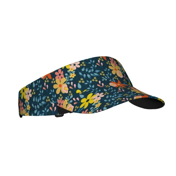 Fotbe Blue Floral Visera Deportiva con Diseño, Gorra Abierta Ajustable de Algodón para Mujer y Hombre