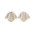 thumbnail image 2 of Loicainy Infant Baby Boy Fall Collared Romper 3 6 12 18 Months Ribbed Half Button Up Long Sleeve Bodysuit, 2 of 9