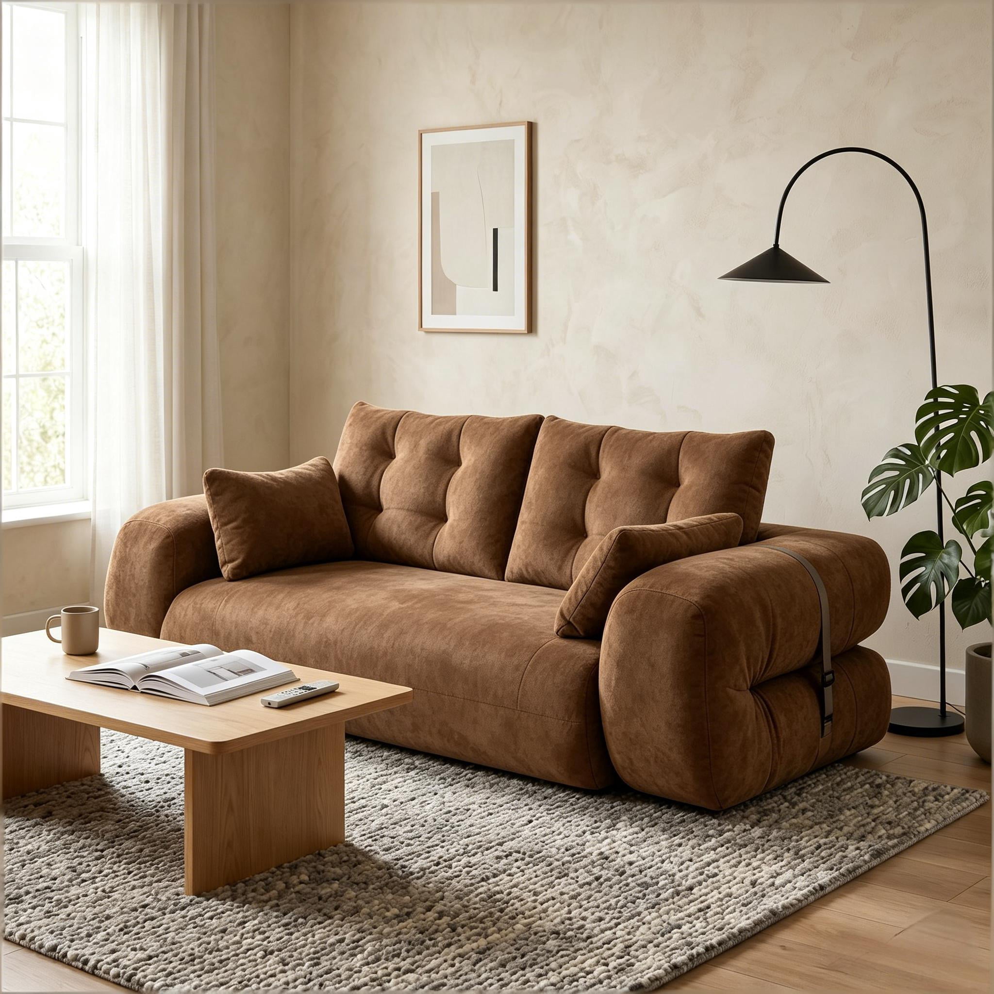 Howcool Foldable Human Dog Bed Lazy Sofa Couch 78.7", 3-in-1 Teddy Fabric Sleeper Sofa for Living Room Playroom