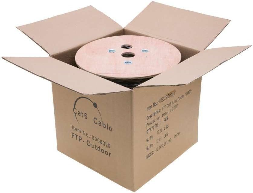 Cables Direct Online 500FT CAT6 Solid Ethernet Cable 550Mhz LAN 23AWG RJ45 Network Wire Bulk CCA Copper Clad Aluminum (FTP Outdoor, Black)