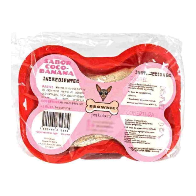 Molde y Pastel para Perro Brownie 260 grs Silicona Harina Sabor Coco-Banana