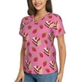 thumbnail image 2 of Vsdgher Strawberry Cake Women Shirts V Neck Short Sleeve Tops T-Shirt Basic Tees, S to 3XLLarge, 2 of 5