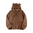 thumbnail image 4 of Men's Bear Ear Hoodies Drawstring Long Sleeve Fleece Sweatshirt Fuzzy Pullover, 4 of 9
