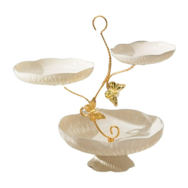 simhoa 3 Tier Fruit Bowl Countertop Holder Tiered Display for Vegetable Bread Snack white