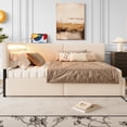 thumbnail image 2 of Jopath Twin Size Boucle Daybed Frame, Upholstered Cloud Bed Frame with with 2 Storage Drawers, LED light and USB Charging Design for Teen and Adult Beige, 2 of 9
