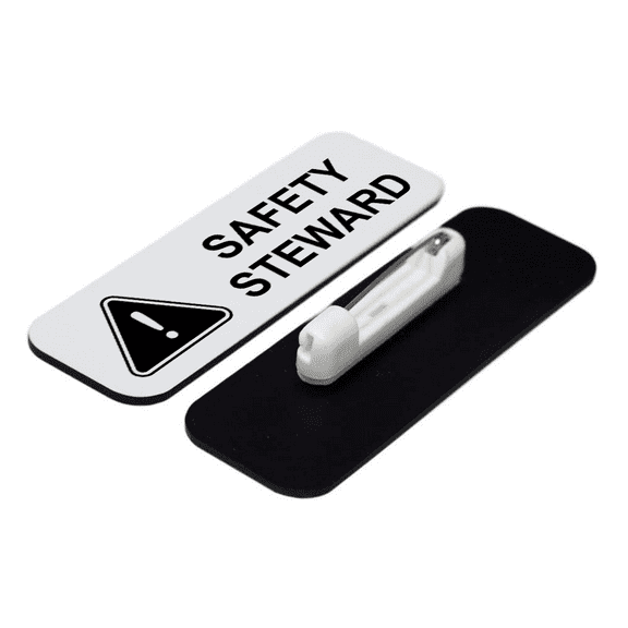 Safety Steward 1 x 3" Name Tag/Badge, White, (3 Pack)