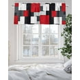 thumbnail image 5 of Curtain Valance for Windows,Abstract Red Black White Gray Color Block Kitchen Valances Rod Pocket Short Curtains,Geometric Art Window Treatment Panel for Bedroom Bathroom 42x12in, 5 of 9